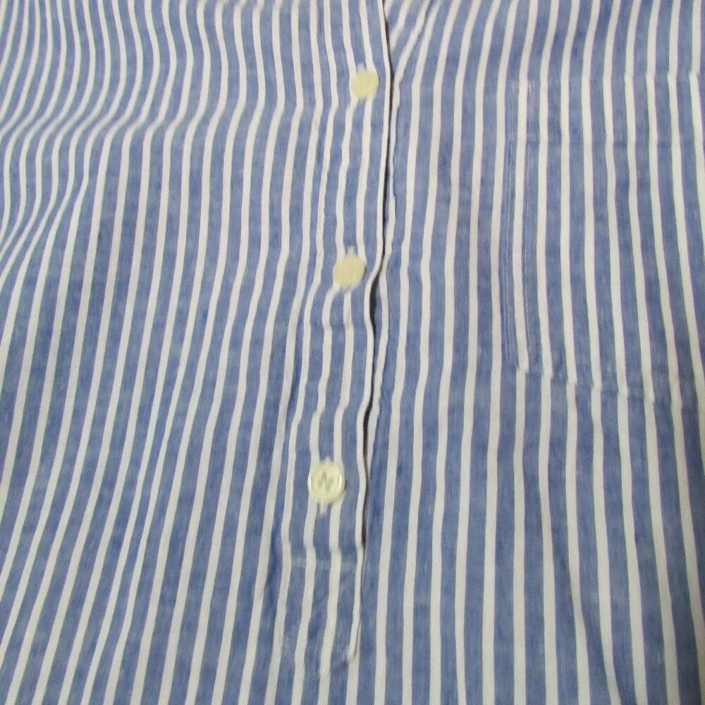 J Crew Boy Fit Striped Chambray Cotton / Linen Top - Picture 7 of 10